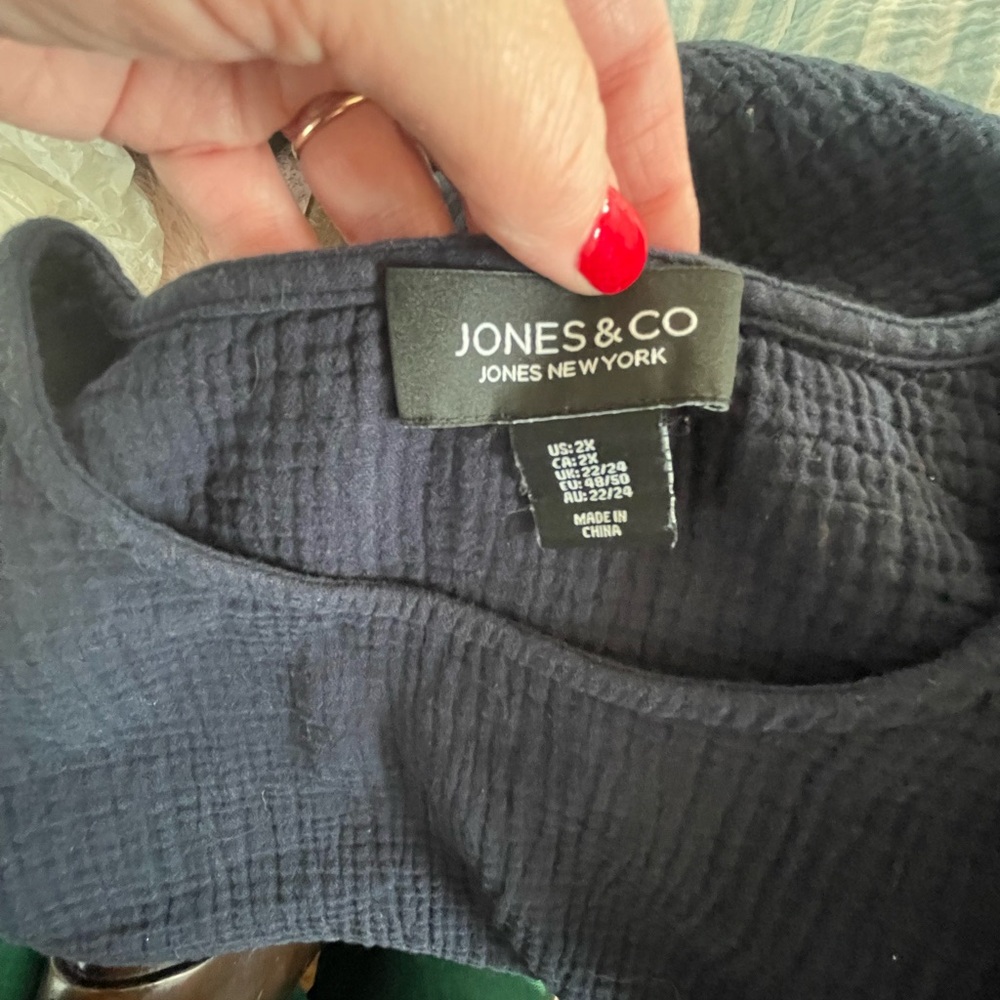 Navy Jones & Co by Jones New York Shirt 2X - Picture 7 of 8